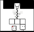 Qbby shielding a Qbaby in BYE-BYE BOXBOY!